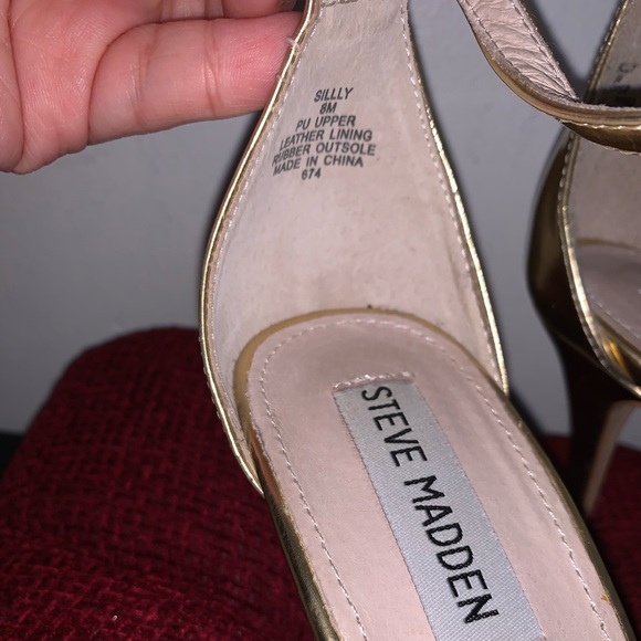 Gold Steve Madden Sillly Stiletto ankle strap heels size 8M - Picture 5 of 7